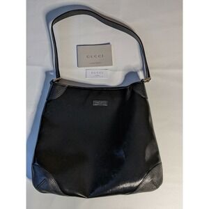 Gucci Black Patent Leather Trim Medium Hobo Shoulder Bag Purse 257296